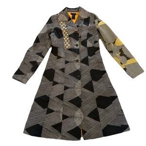 Custo Barcelona Geometric Floral Print Coat Size 1 (Like an XS) VTG Retro Arsty
